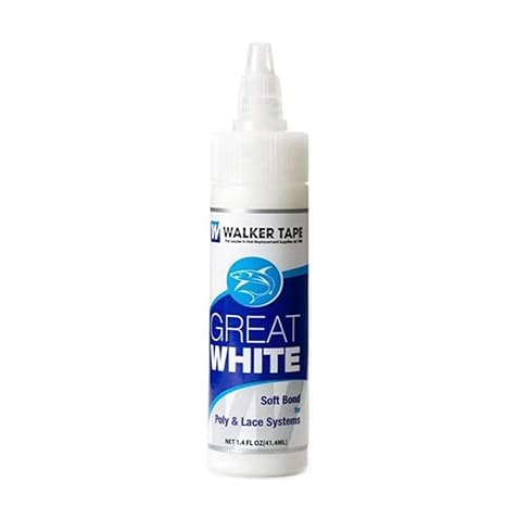 Great White Glue Adhesive Soft Bond Lace Poly Hair Replacement System Front Bonding Weave Wigs Active Wig Hairpiece Super Bold Hold Adhesive Liquid Glue 1.4 Oz