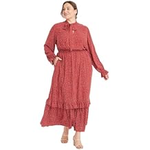 Ava & Viv Women's Plus Size Long Sleeve Tiered Ruffle Dress -