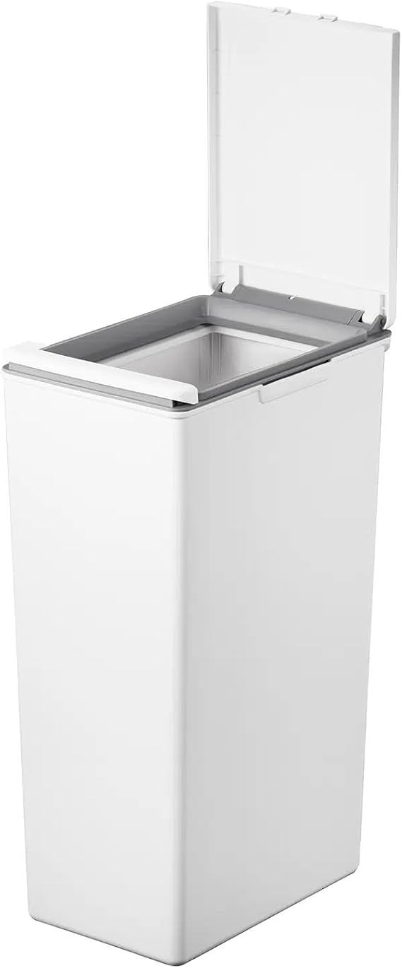 EKO Trash Can Push-Type Morandi Touch Bin White 30L with Lid No Inner Box EK6187P-30L-WH