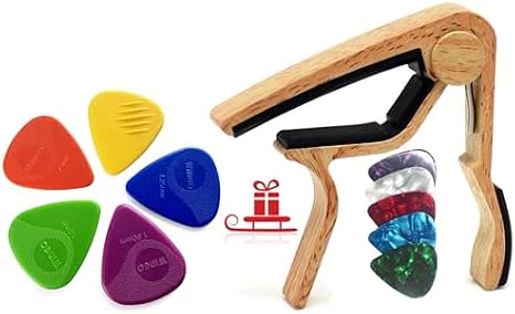 WINGO Guitar Capo and Non Slip Textured Guitar Picks 5 Pack Affordable Bundle for Guitars