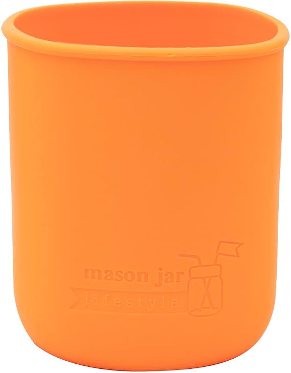 Quart 32oz Silicone Sleeves/Jackets for Protecting Ball, Kerr, Canning Jars by Mason Jar Lifestyle (Tangerine, 2 Pack)