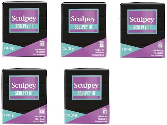 Sculpey III Oven-Bake Clay Pack of 5 - Black