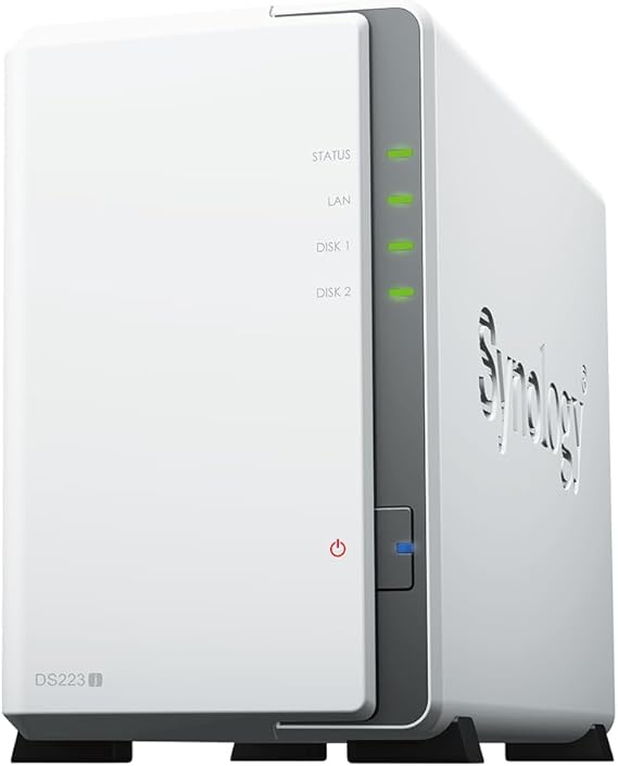 Synology DS223j 2-Bay Diskstation NAS (Realtek RTD1619B 4-Core 1.7 GHz 1GB DDR4 Ram 1xRJ-45 1GbE LAN-Port)
