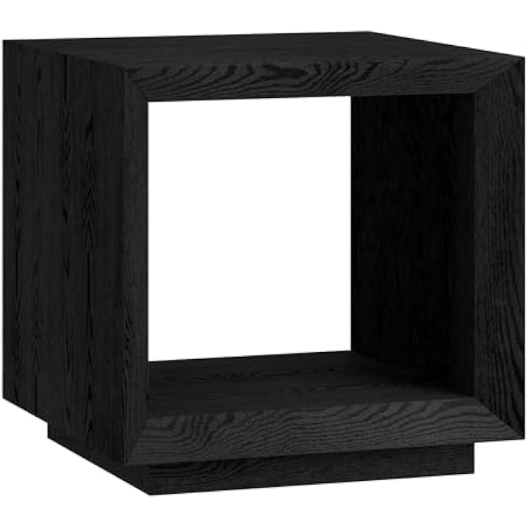 Henn&Hart 22 Modern Square Wooden End Table, Side Table, Nightstand with Open Display Shelf for Living Room, Office, Family Room, or Bedroom, Natural Black