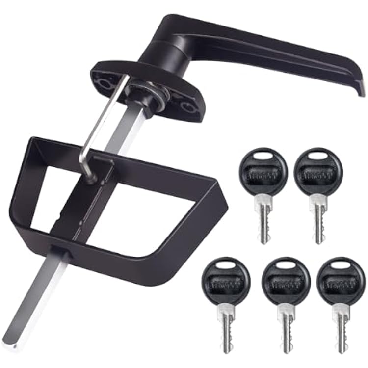 5-Key L-Handle Shed Lock Kit - Durable Anti-Corrosion Metal Hardware with 7-12 Stem | for Playhouses, Chicken Coops, Campers & More Black