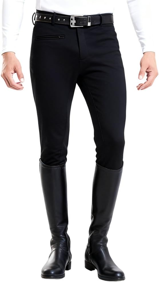 Men's Breeches Full Seat Suede Grip Equestrian Horse Riding Pants Horse Back Show Schooling Breeches with Pocket
