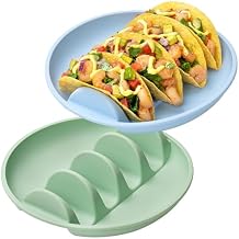2 Pack Silicone Taco Plates, Reusable Taco Holder Plates Silicone Taco Stand Holder for Hard and Soft Tacos, Taco Tray Holder for Taco Party Serving Plates, Dishwasher & Microwave Safe Taco Holder