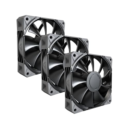 MONTECH E28 PWM 120mm Case Fan, 28mm Thick Fan for Enhanced Cooling Efficiency, PWM 4-Pin, FDB Bearing, Quiet Low-Noise, 2000RPM, AIO Compatible Black, 3in1 Pack