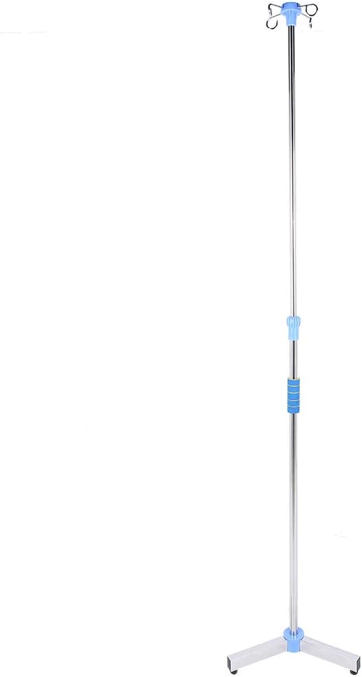 Pole, Portable Stand, Height Adjustable Stainless Steel Infusion Stand with 4 Hooks