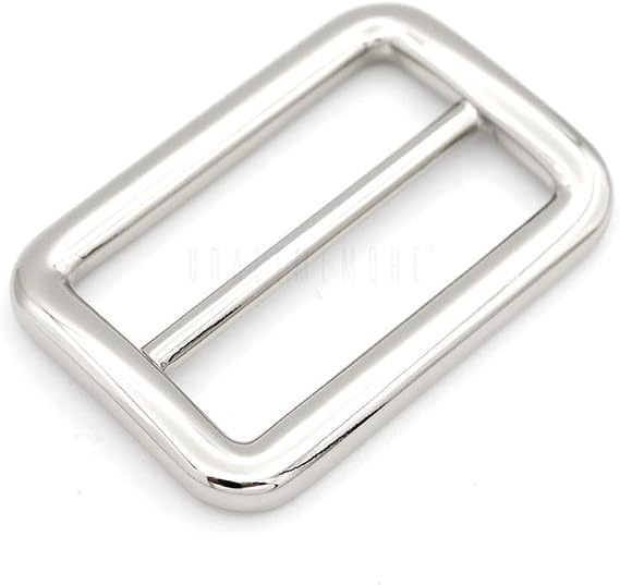 CRAFTMEMORE 6pcs Metal Slide Buckle Bag Belt Strap Keeper Slider Triglide Strap Adjuster Purse Making Accessories SCSL (1 1/2 Inches, Silver)