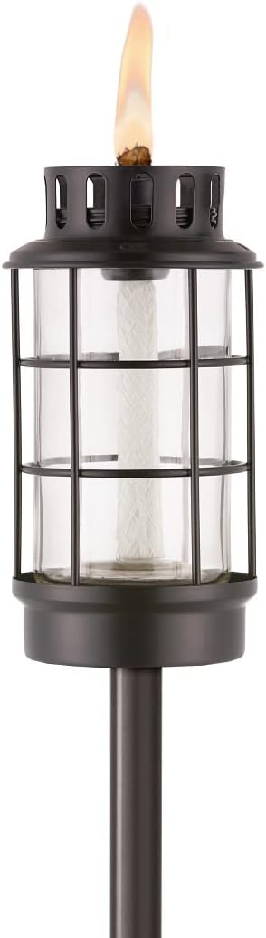 TIKI Glass Lantern Torch Outdoor Garden Decor Weather-Resistant Design