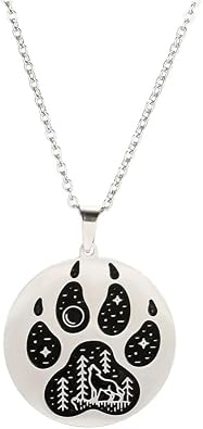 925 Sterling Silver Dog Paw Print Necklace For Women - 14K Yellow Gold Dog Paw Necklace For Men Wolf Dog Cat Paw Footprint Charm Jewelry Gifts For Her, Dog Mom Necklace Pawprint Charms For Women Men