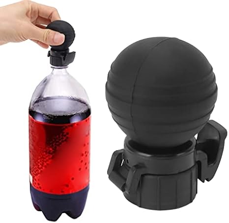 Soda Bottle Lid Pump Cap, Leak Proof Reusable Carbonation Saver for Plastic Soda Bottles Food Grade Silicone Black 1 Pack Easy Pour Beverage