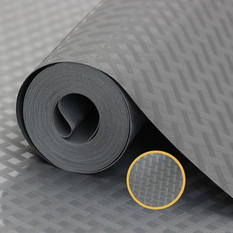 FEXIA Drawer Liners for Kitchen Cabinets, 12 Inch x 20 FT240 Inch Non Adhesive Cabinet Liner, Refrigerator Liners, Washable Oil-Proof Fridge Pads Shelves Drawer Gray