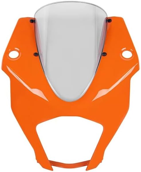 RC390 Motorcycle Headlight Cover Windscreen Windshield For KTM RC 390 2022 2023 Headlamp Front Cowl Fairing Air Deflector Visor (Orange-Clear)