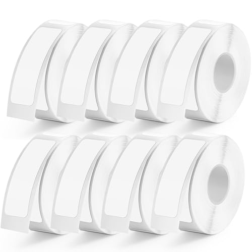 D30 Label Tape 12mm40mm0.47x1.57, D30 Label Maker Tape Self-Adhesive Label Tape for D30 Printer, White Set8 Rolls