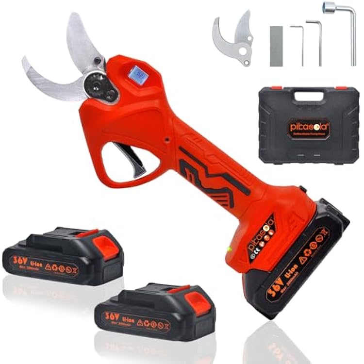 Pikasola Electric Pruning Shears, Cordless Pruner with 1.6 Inch Diameter, Electric Pruner include Finger Protection Function, Battery Pruner for Tree Branch, Garden.