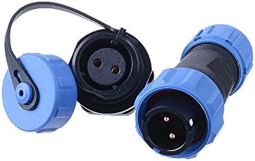 SP13 Aviation Connector M13 Male Plug + Circular Female Socket 13mm Outdoor Waterproof IP68 Plastic Connectors with Cap Panel Mount Gold Plated 2 Pin for Industrial Device Power Signal