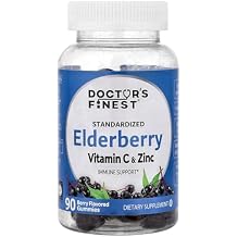 Doctor's Finest Standardized Elderberry, Vitamin C & Zinc, Berry, 90 Gummies