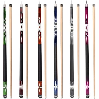 GSE Games & Sports Expert 58 2-Piece Canadian Maple Hardwood Billiard Pool Cue Sticks for MenWomen, House or CommercialBar Use Several Colors, Weight 18oz, 19oz, 20oz, 21oz Available