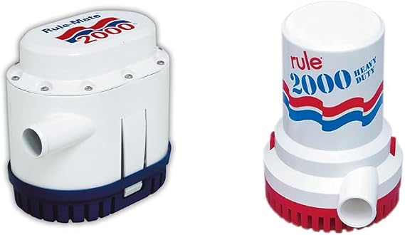 Rule-Mate RM2000A Automated Bilge Pump 2000 GPH 12 Volt Bundle with Rule 10 Bilge Pump 2000 GPH 12 Volt