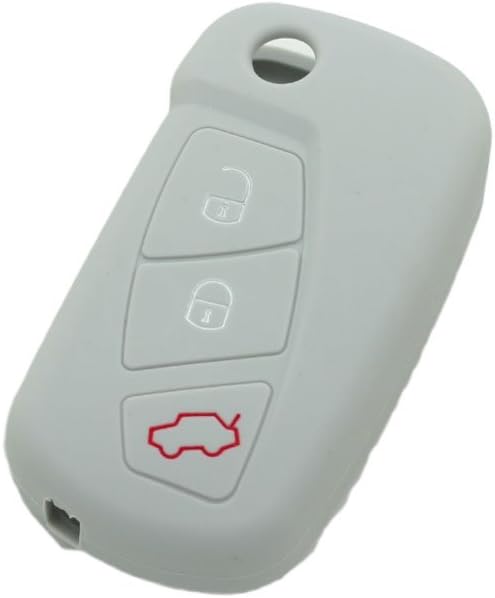 Silicone Cover Protector Case Holder Skin Jacket Compatible with FORD 3 Button Flip Remote Key Fob CV9700 Grey