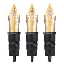 Set of 3 Jinhao X159, 1935 and 9019 Fountain Pen Replacement Nib Parts (EF, F and M) Gold Trim
