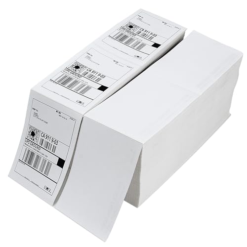 NATURALABEL 6000 PCS Bulk 4 x 6 Direct Thermal Labels for Small Business, Fanfold Shipping Labels with Perforated Lines, Compatible with Rollo and Zebra 3000 PCSStack, 2 Stacks