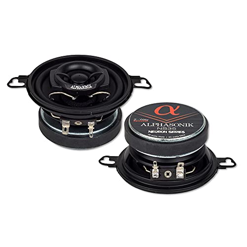 Alphasonik 1 Pair of NS35 Neuron Series 3.5 180 Watts Max for The Pair 90 Watts Max Per Speaker 2-Way Full-Range Car Audio Speaker with PEI Dome Tweeter Polypropylene Cone