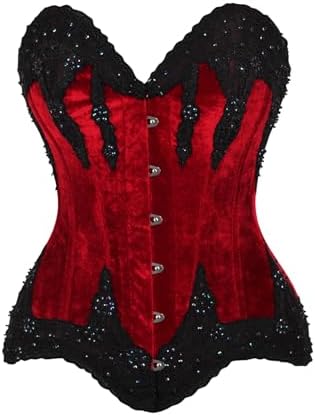 Daisy corsets Womens Daisy Corsets Top Drawer Dark Red Velvet & Beaded Steel Boned Overbust Corset