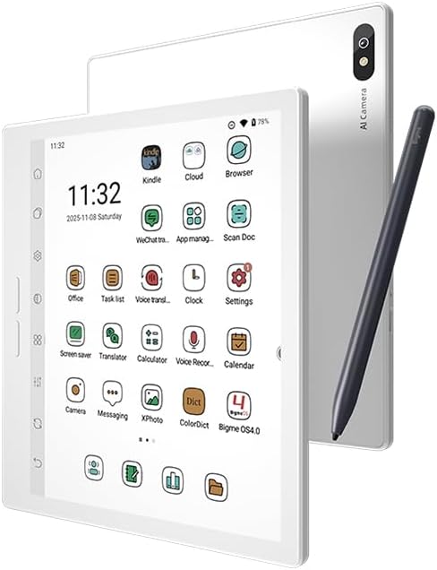 Bigme B7 Pro Color ePaper Tablet, Protable E-ink Tablet,Ereader with 8+256GB Storage and 4G Calling Capability (White)