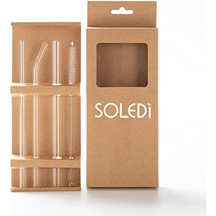 SOLEDi Reusable Stainless Steel Metal Straws with Case - Long Drinking Straws for Tumblers Yeti Dishwasher Safe - 2 Cleaning Brushes Included