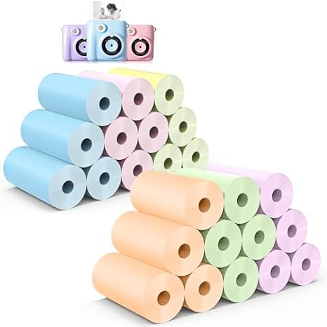 A Set of 12+12 Rolls Print Paper Refill colorful(3*Pink,3*Yellow,3*Blue,3*Orange,3*Green,3*Purpkle)
