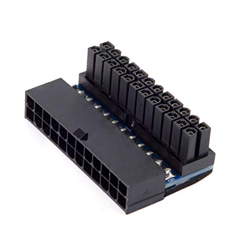 JSER ATX 24Pin Female to 24pin Male 90 Degree Power Adapter Compatible for Mainboard Motherboard Desktops PC Supply