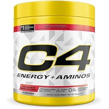 C4 Energy + Aminos Powder, 5g BCAAs & EAAs for Muscle Recovery, 3 Electrolytes for Hydration, 100mg Natural Caffeine, Pre Workout, Zero Sugar, 30 Servings, Fruit Punch