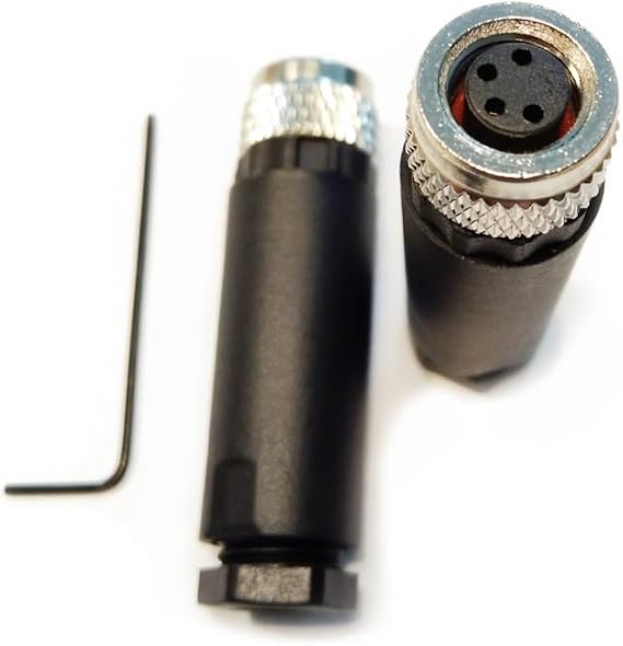 2Pcs M8 4 Pin Female Connector, Unshiled Field Assembly Wireable Sensor IP67 A Code Straight Type Adapter 60V 4A AC/DC Industrial Circular Connector Black (Female)