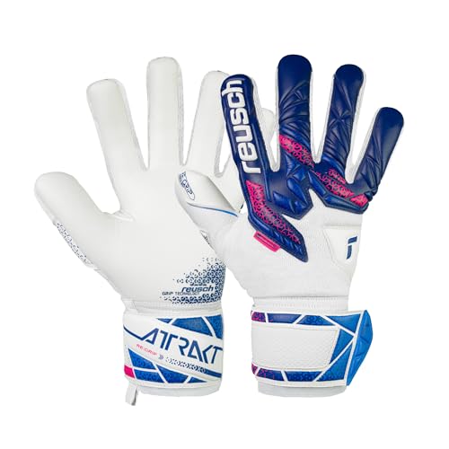 Reusch Attrakt Re:Grip NC Finger Support Goalkeeper Gloves, BluePinkWhite, Size 10