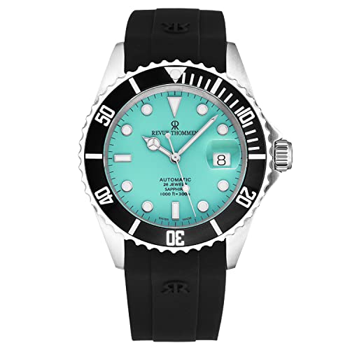 Revue Thommen Mens Diver Green Dial Black Rubber Strap Swiss Automatic Watch 17571.2831