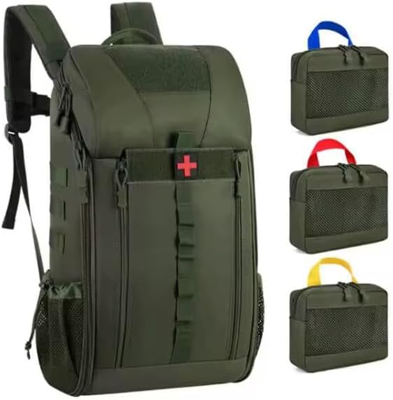 Redemption Tactical Crusader Team Medical Backpack Tactial First Aid Backpack with Removable Pouches (Green)