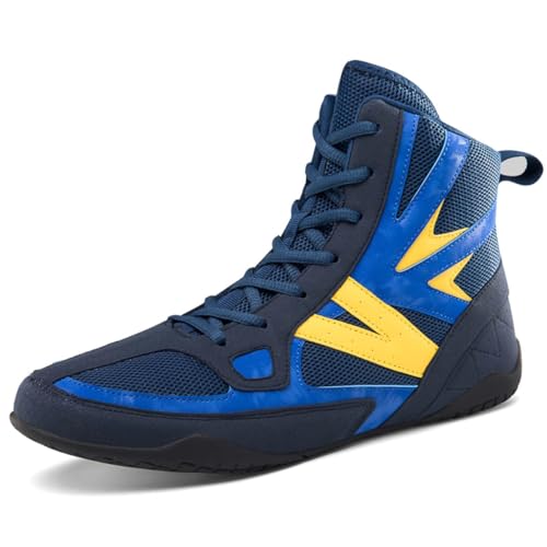 Men Women Bodybuilding Shoes, Fitness Sneaker for Powerlifting Boxing Deadlifting Non-Slip Wrestling Footwear Lace-Up Ankle Support