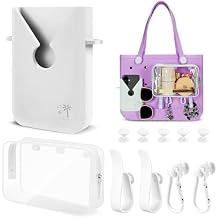 6PCS Compatible with Original Medium and Large Bogg Bag,Phone Holder for Inside and Outside of Bogg Bag Accessories,PVC Insert Bags,Hooks,and Keychain(White)