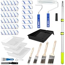Paint Roller Kit with Extension Pole, 27 Piece Set, 2 to 4 Ft Pole, 4"9" Paint Rollers, Paint Brushes Set for Professional Painting,House Paint Roller for All Latex and Oil Paints & Stains
