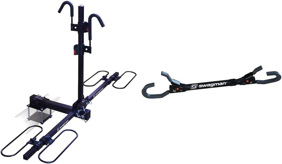 Swagman Bicycle Carrier Traveler XC2 RV Approved Hitch Mount Bike Rack, Black & Swagman Deluxe BAR Adapter