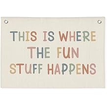 Playroom Wall Decor, Boho Classroom Decorations, Kids Room Decor Canvas Banner Wall Hanging Flag, This is Where All The Fun Stuff Happens Banner