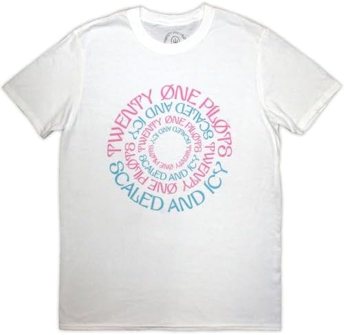 Twenty One Pilots T Shirt Scaled And Icy Circular Band Logo Official Mens White Size XL
