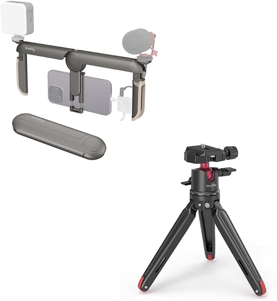Bundle: SmallRig P20 Foldable Universal Phone Cage 4047+Mini Tripod for Camera BUT2664