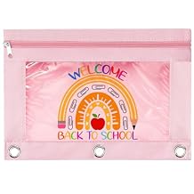 Pencil Pouch for 3 Ring Binder, Back to School Pencil Zipper Case Bag with Three Hole Clear Window for School Supplies