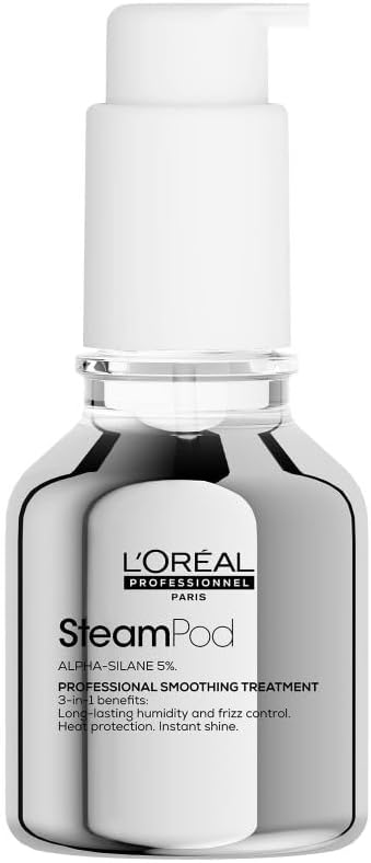 L’Oreal Professionnel, 3-In-1 Smoothing Treatment, Up to 72hr Frizz Control, Heat Protection, Shine, Steampod, For All Hair Types, 50 ml