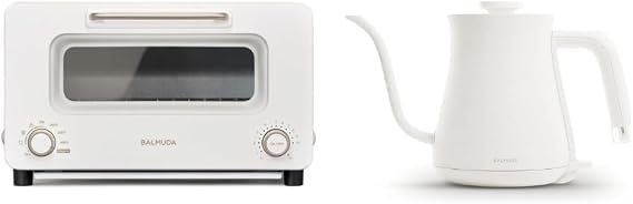 BALMUDA Combo Pack in White | The Toaster Pro & The Kettle | Steam Oven Toaster & Electric Gooseneck Kettle