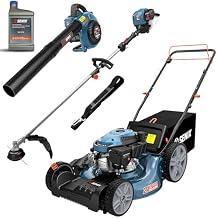 SENIX LSSG-M10 21-inch 170cc Gas Lawn Mower Self Propelled, 26.5 cc String Trimmer and 4-Cycle Leaf Blower Kit